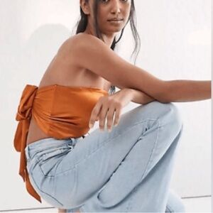 NWOT Free People satin strapless crop top